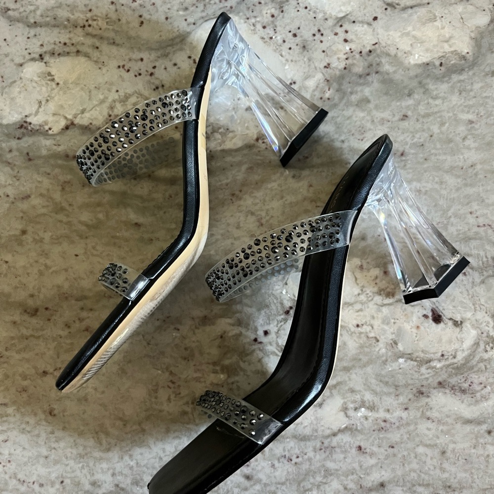 Mark Fisher Anlita Lucite Elegant Black-Embellished Women's Heels - Picture 3 of 11